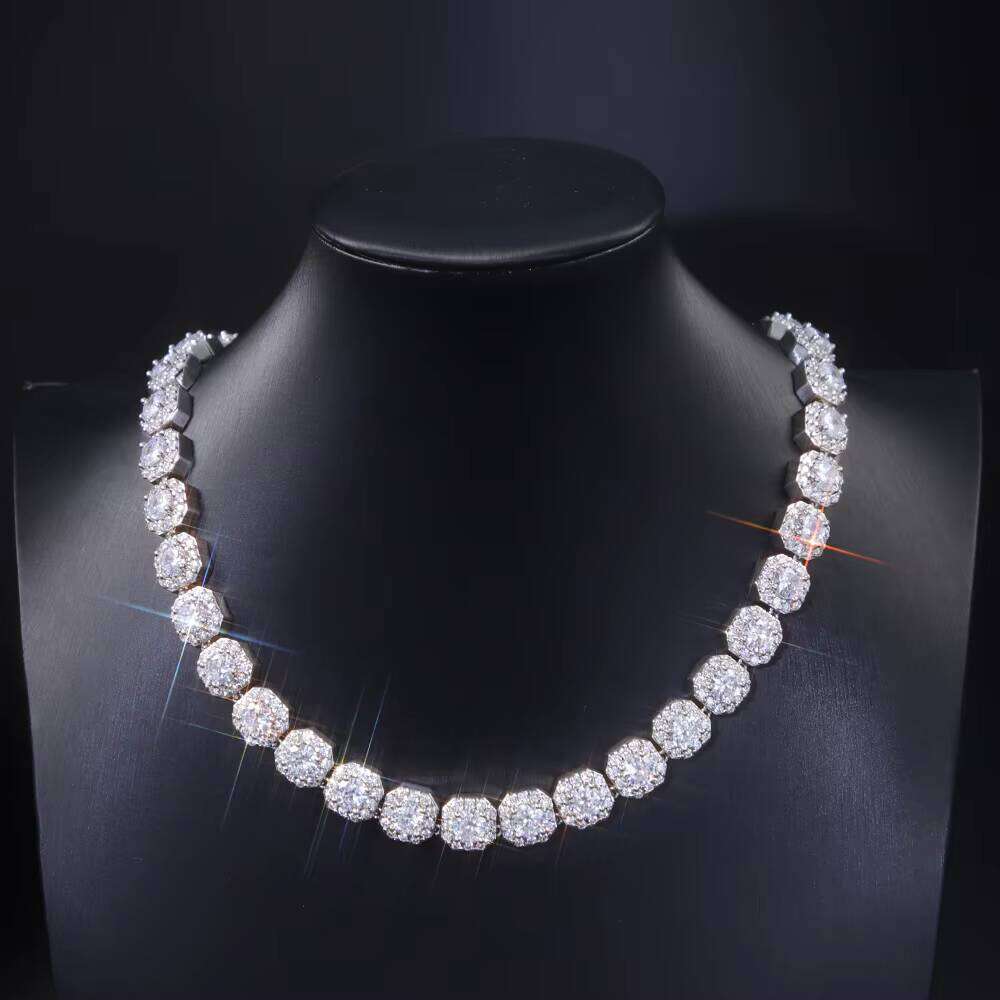 10mm Wide Cluster Tennis Chain VVS Dia Link D GRA Moissanite Sterling Sier Gold Plate Fine Jewelry Bracelets