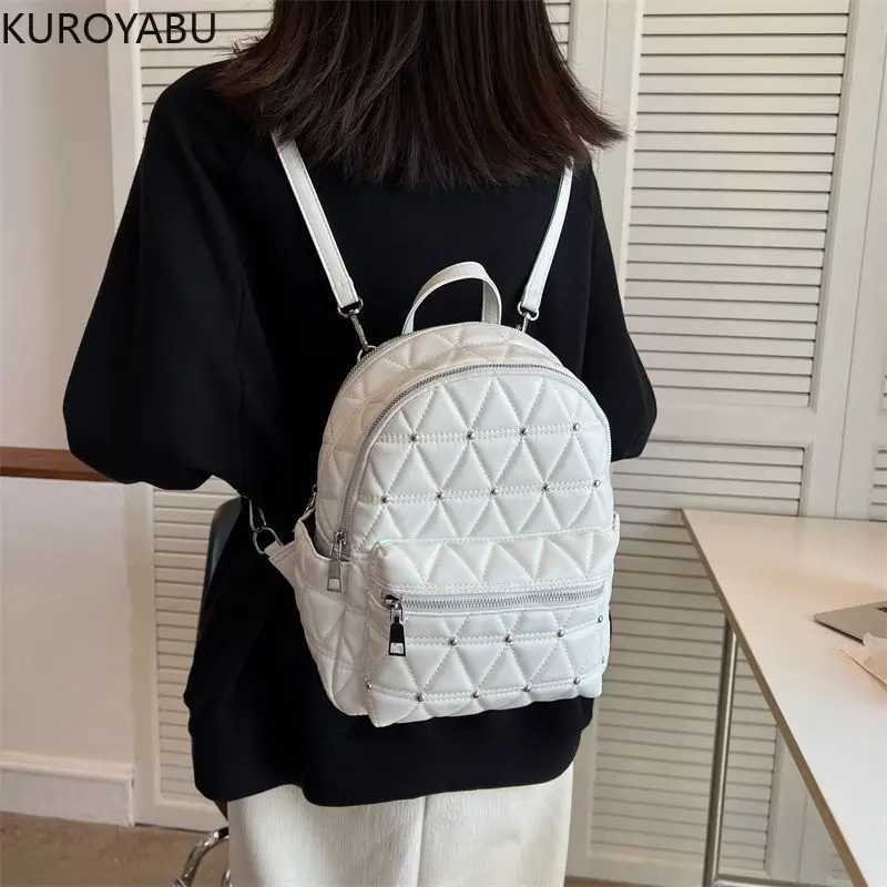 Fi Wen Y2k Backpacks PU Leather School Bags for Teenagers Girls Backpack Travel Bags Harajuku Black Womens Backpack Y250724