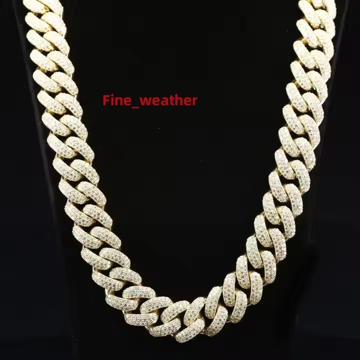 Wholesale Custom-Size Cuban Hip Hop Chain 925 Sterling Silver Iced Moissanite Diamonds Gold for Weddings Trending Hip Hop Style