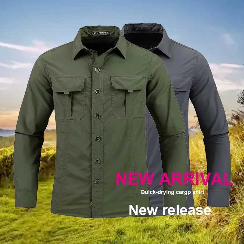 Mens New Lightweight Quick-Drying Shirt Tactical Casual Military Long-Sleeved shirts Breathable Sport Sunscreen Hiking Shirts Y250724