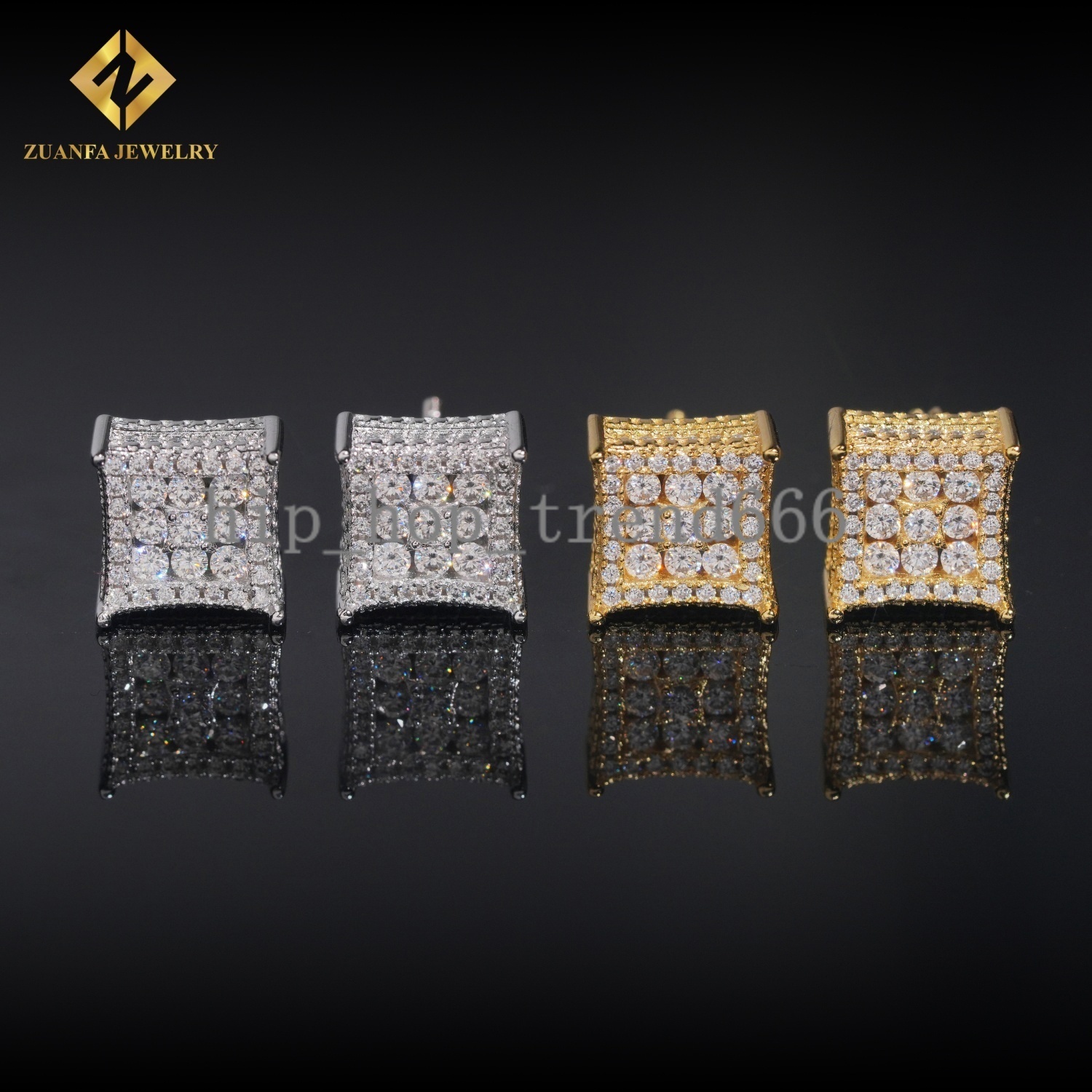 Factory Direct Fashion Stud Earring 925 Sterling Silver Jewelry VVS Moissanite Iced Out Screw Back Earrings