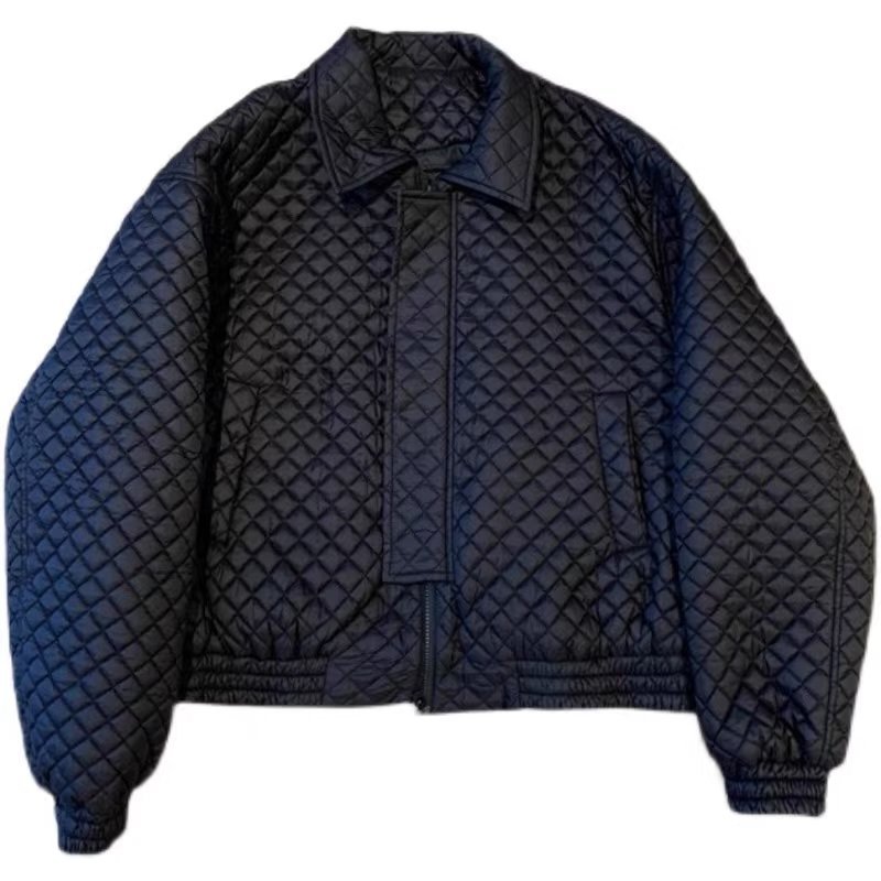 Dia Cotton Jacket Men's Autumn Winter Loose Jackets Solid Color Long Sleeves Turndown Collar Zipper Tops Casual Coat Parkas