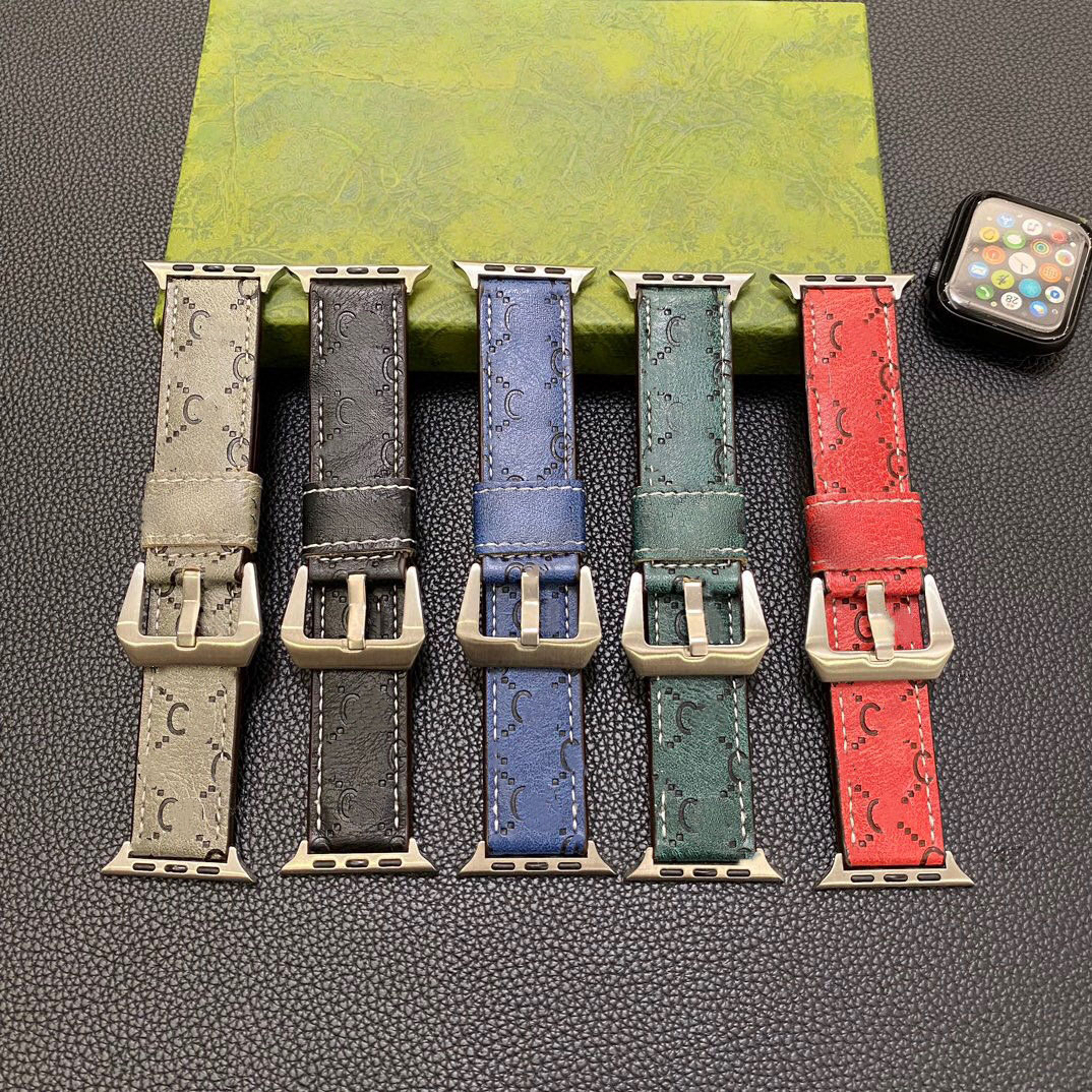 GGS applewatch cc Designer Leather Watchband for iWatch 8 7 6 5 4 3 SE 38 40 41mm Replace Wrist Strap 42mm 44mm 45mm 49mm for Apple Watch band Bracelet apple watch