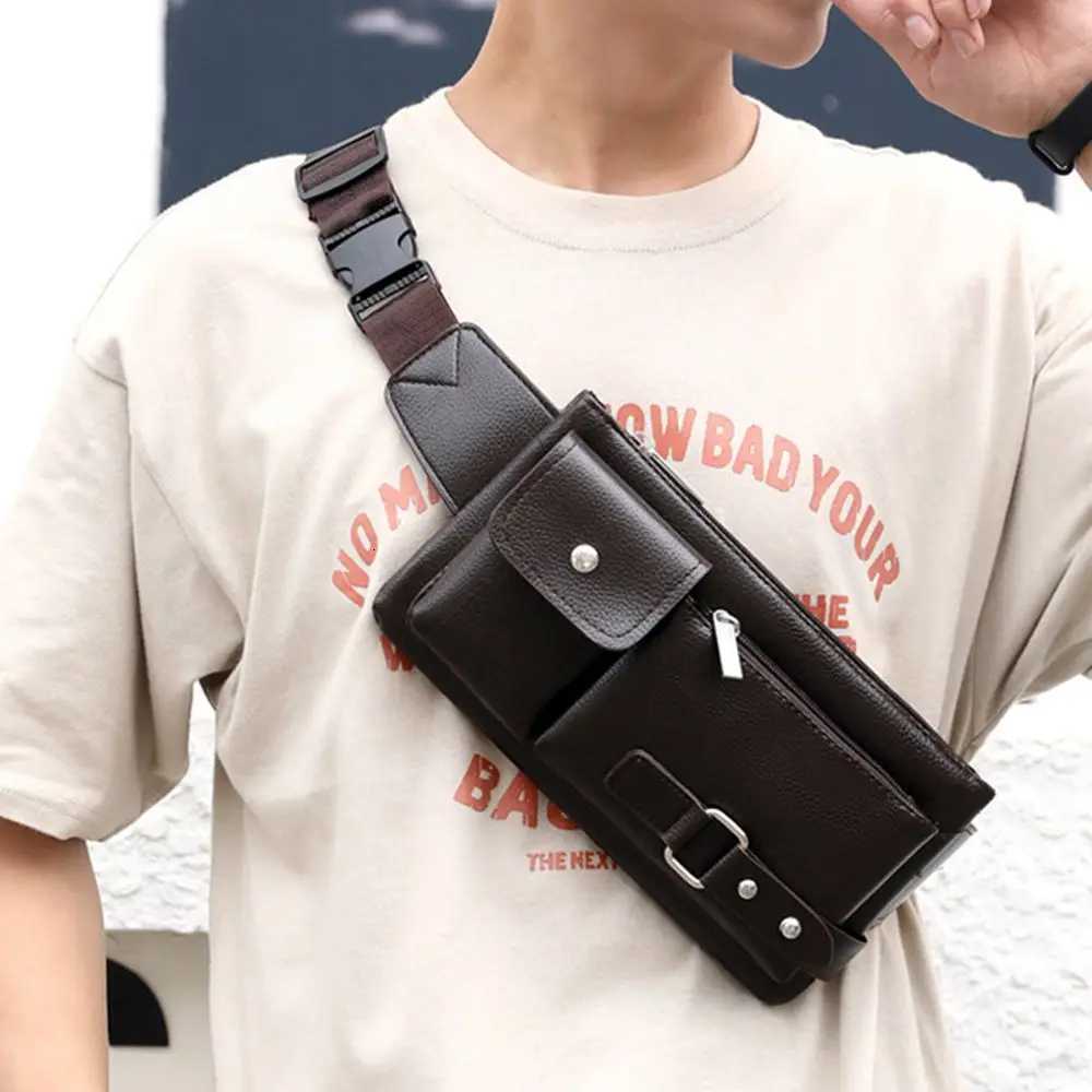Fi Waist Bag Casual Fanny Pack Purse Large Phe Belt Bag Leather Outdoor Travel Phe Bag for Men Y250724