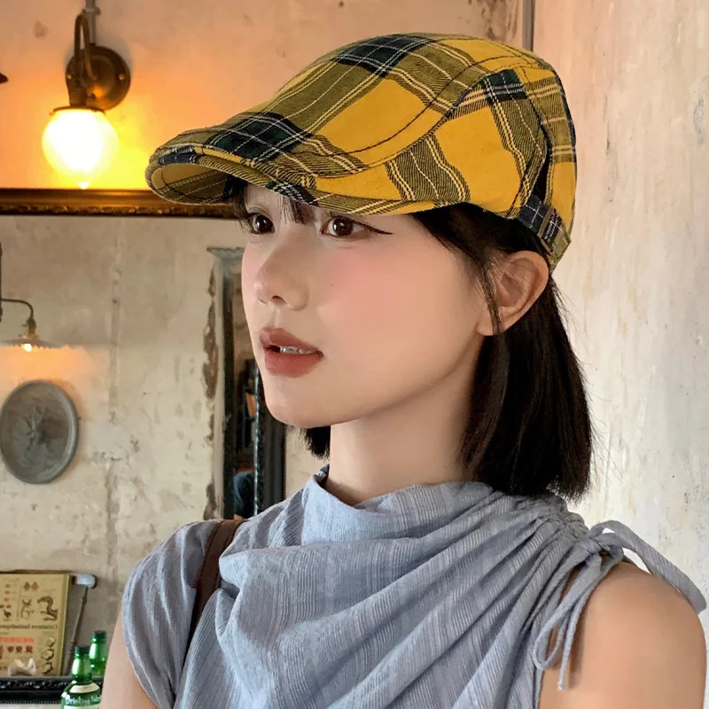 Unisex Plaid Vintage Beret Hats Men Women British Painters sboy Hat Spring Summer Hats ed Cap Casual Adjustable Caps 250723