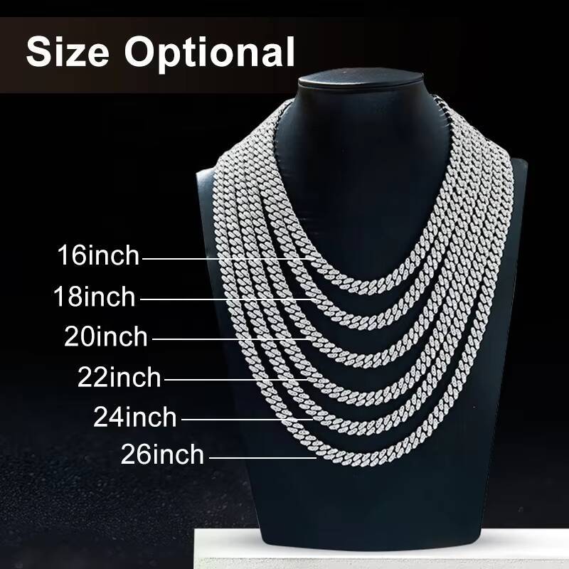 Goldleaf VVS Mossanite Cuban Chains S925 Silver Diamond Necklace Man 6MM-15MM Moissanite Hiphop Cuban Link Chain