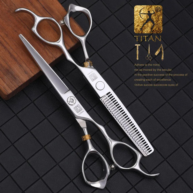 TITAN Professional barber tools hair scissor Cutting thinning hairdressing shear 50556065inch Japan 440C steel 250716