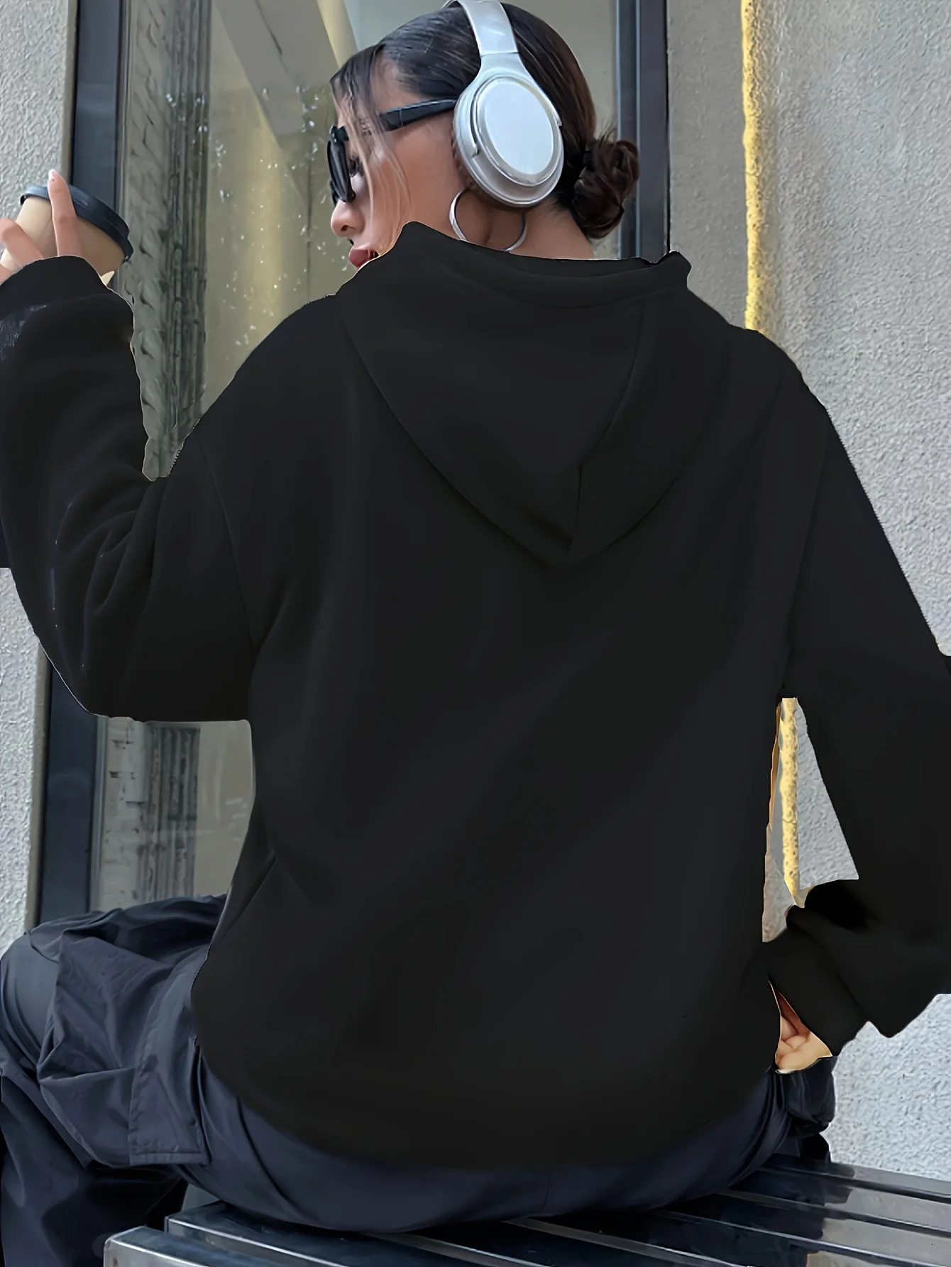 Milano Italy Polyester Hoodie for Women Alphabet Print Casual Long Sleeve Sweatshirt with Pocket Fashionable Hooded 250725