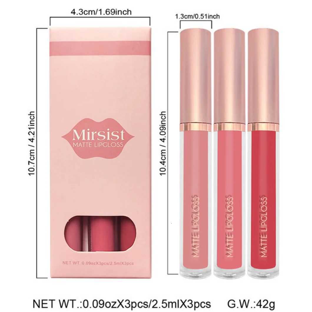 Velvet Matte 3pcs Lip Gloss Set Non Sticky Red Lip Glaze Hydrating Long Lasting Liquid Lipstick Not Fade Waterproof makeupXJ250724