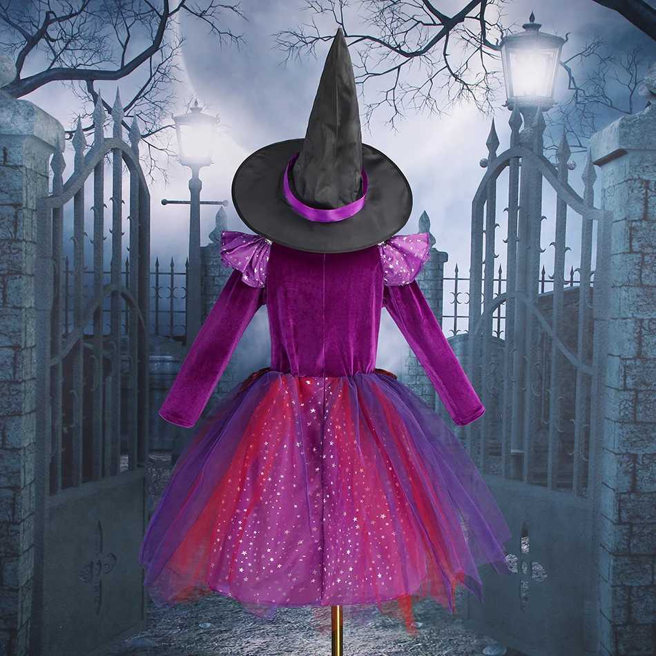 Halloween Costume For Kids Fantasy Vampire Witch Costume Girls Sequin Mesh Tutu Dress Kids Carnival Outfit Gothic Dark Dresses Z250725