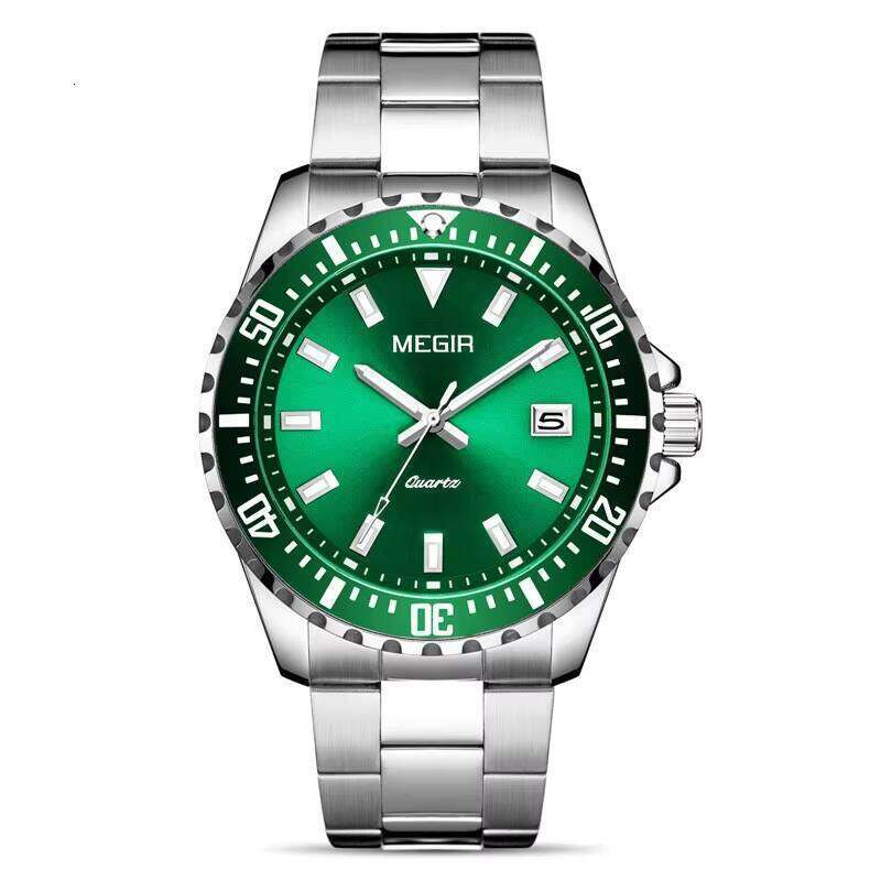 MEGIR Men's Luxury Diver Watch - Solid Steel Band, Waterproof, Luminous, 46mm - Business Style