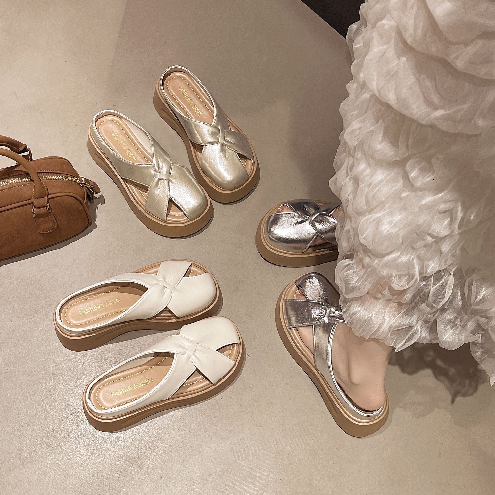 Ddmysports Thick Sole Closed Toe Half For Women New Outdoor Lazy Slip On Sandals Versatile Summer Slippers Outdoor Shoes