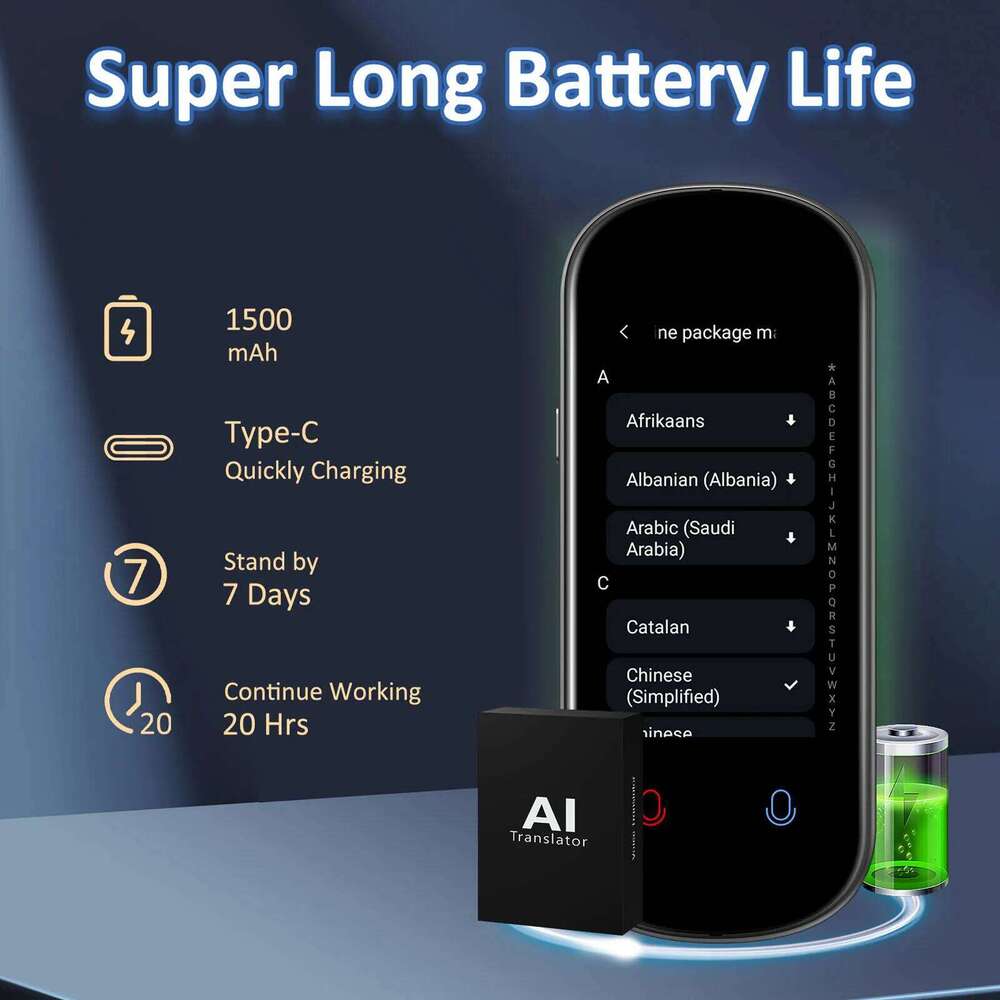 Designer Famous Brand Instant AI Voice Portable Inch Touch Screen Real Time Translator With Recording Photo For Travel Learn Meeting