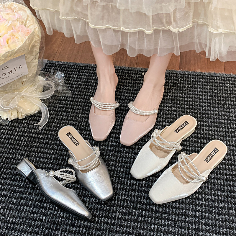 Ddmysports French Style Chunky Heel Fairy To Match Dresses Satin Wedding Daily Wear Versatile Mature Mary Jane Shoes High Heels Outdoor Shoes