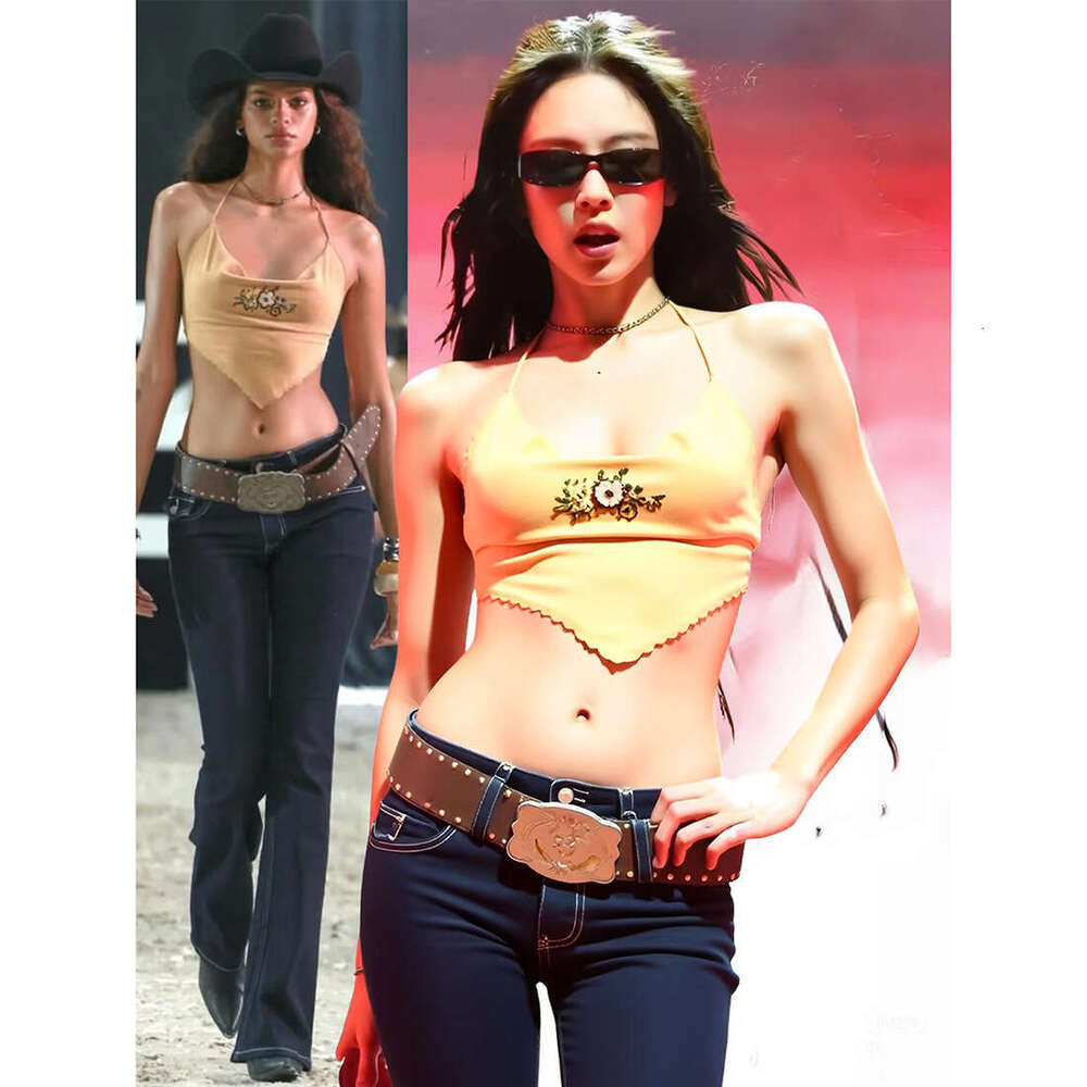 2025 Summer New Hot Girl Sexy American Style Halter Neck Solid Color Slim Fit Camisole Top Women's Clothing 9dd