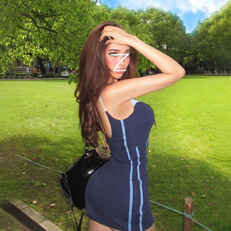 2024 Summer New Women's Solid Color Slim Fit Street Fashion High Waist Strap Sleeveless Dress 11d