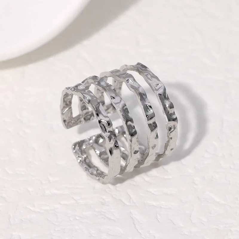 20 pieces/batch of stainless steel gold silver hollow geometric adjustable rings suitable for wholesale of womens fashion jewelry gifts W250417