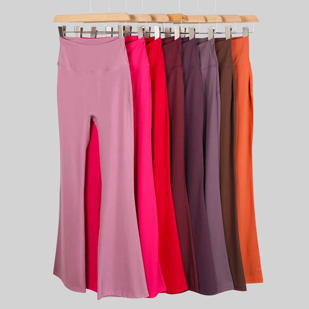 Womens Yoga Flared Pants Summer Ladies High Waist Slim Fit Belly Bell-bottom Trousers Shows Legs Long Yoga Fitness flare leggings
