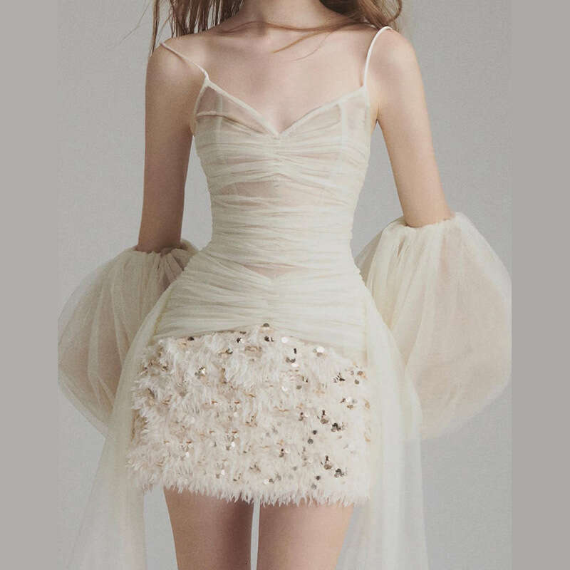 2024 Autumn Winter New Women's Fashion Sexy Camisole Sleeve High Waist Skirt 617