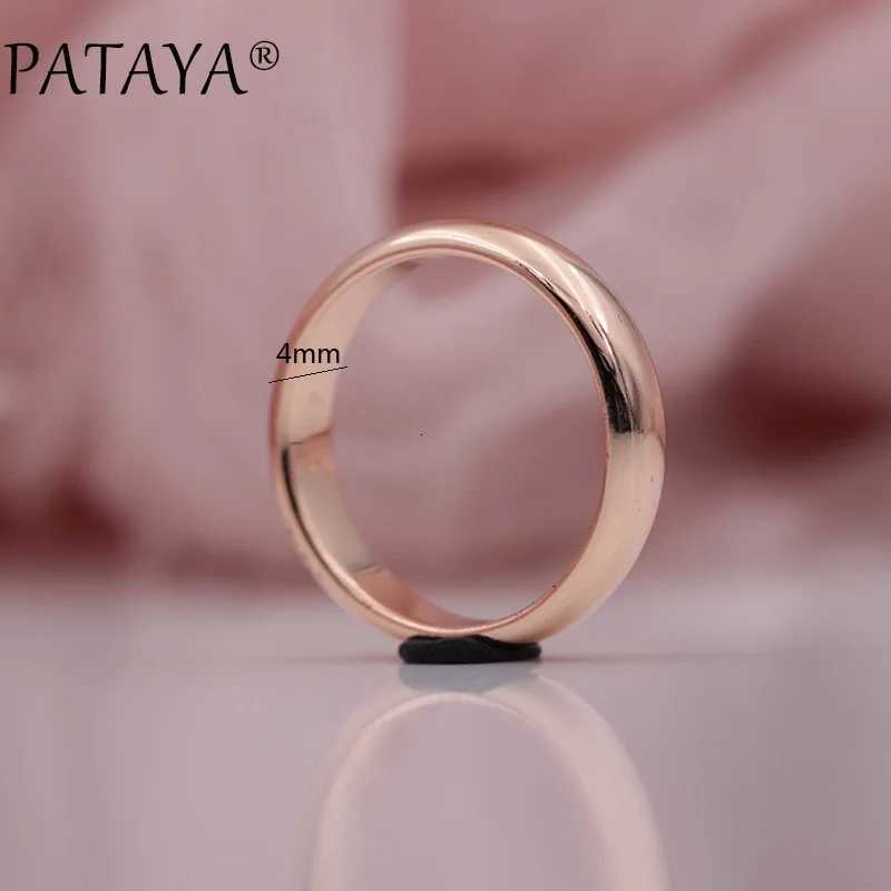 PATAYA launches 585 rose gold color smooth romantic simple couple ring for womens wedding party unique exquisite jewelry W250417