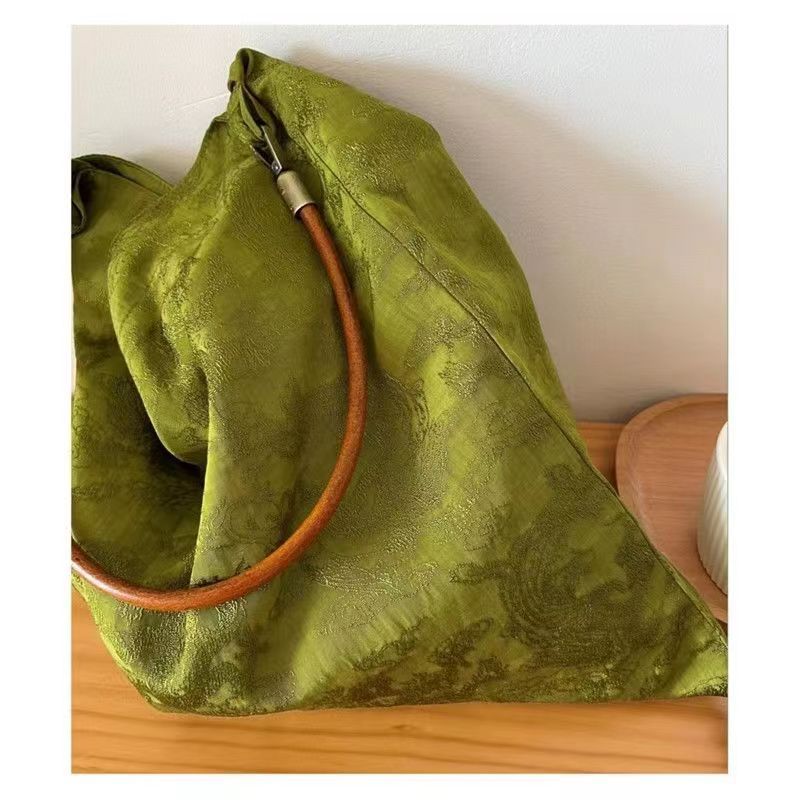 Shoulder Bag New Chinese Retro Jacquard Bag Cowhide Rope Adjustment Messenger Bag