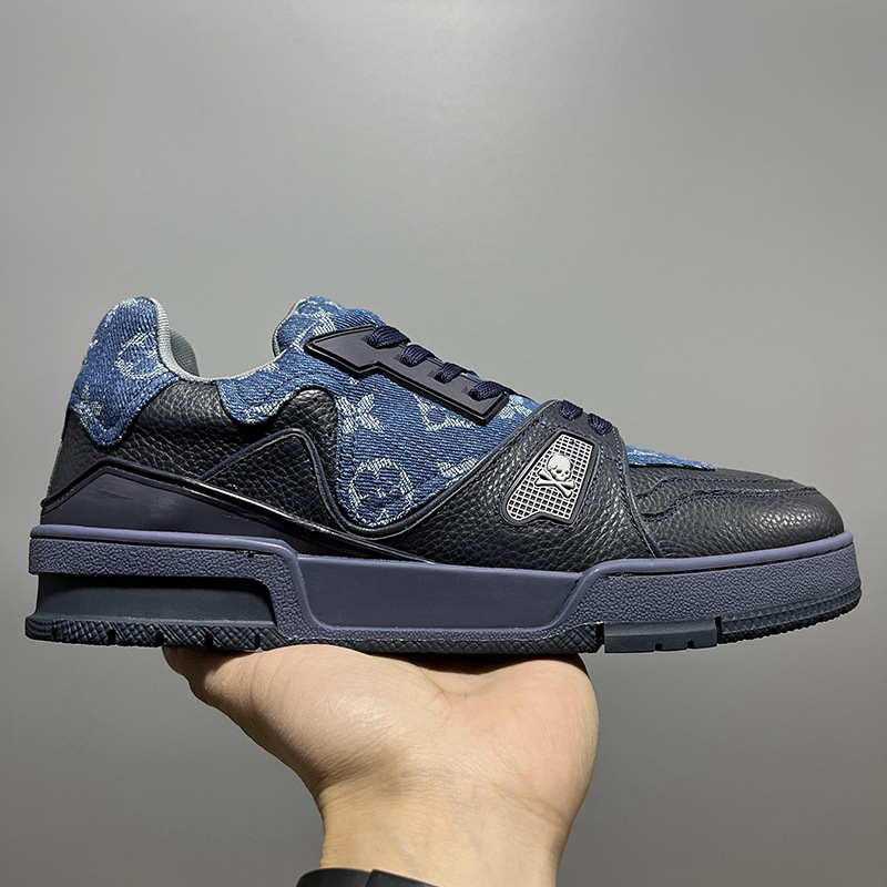 Designer men's shoes, high-end new spring soft leather patchwork board shoes, fashionable, versatile, anti-slip, sporty and casual shoes, free sh