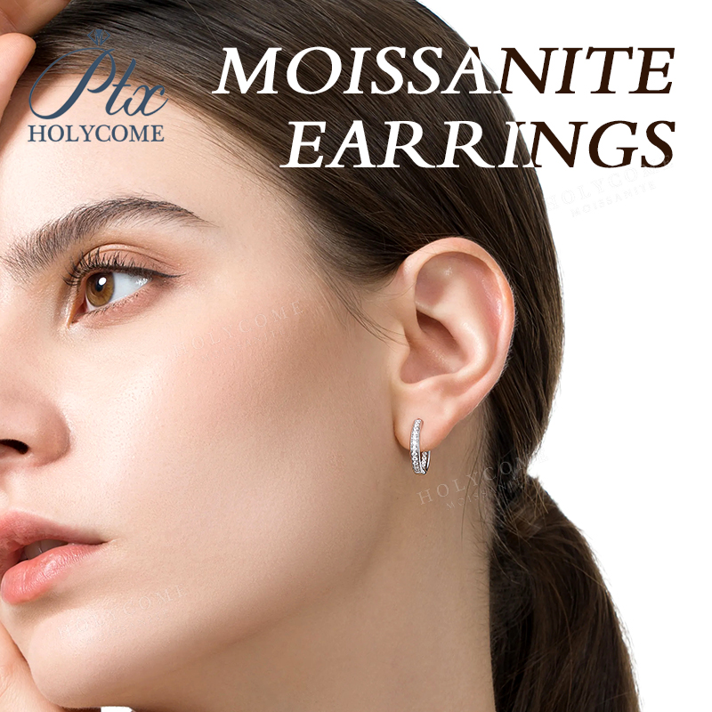 Fashion Moissanite Hoop Earrings 925 Sterling Silver Plated 18K Gold Women's Earrings Three Colors Optional Versatile Jewelry Gift Party