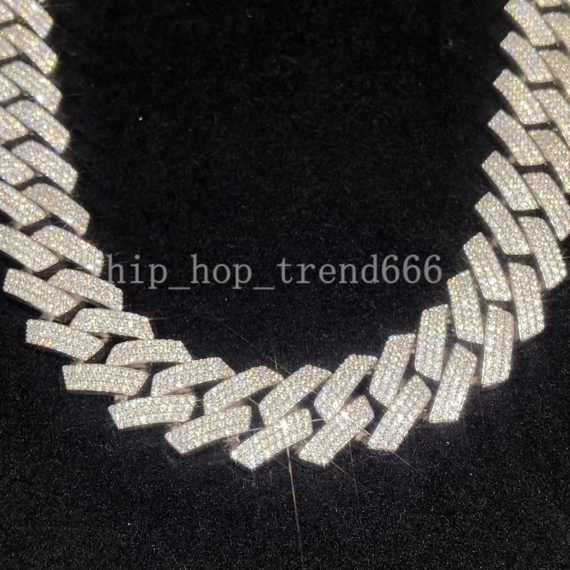 Vvs Moissanite Diamond moissanite 925 Sterling Silver Brass Cuban Link Chain Necklace Iced Out Custom Miami Cuban Link Chain for Men