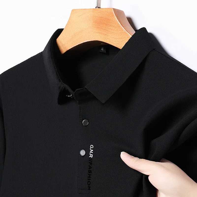 New Mens Short Sleeved Solid Color Polo Shirt Breathable and Comfortable Elastic Top XJ250725