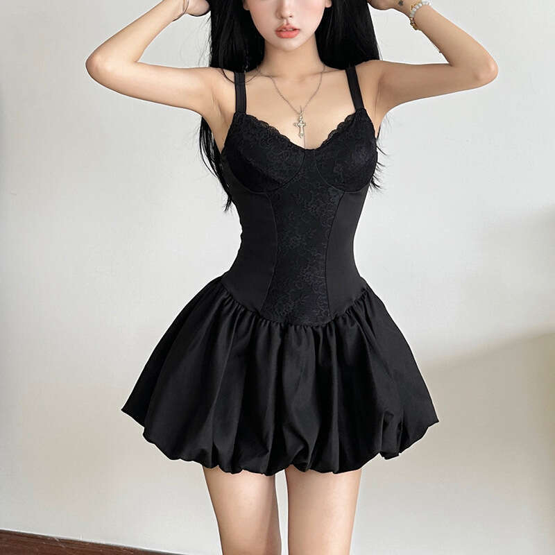 2024 Autumn New Women's Solid Color Slim Street Fashion V-neck Strap Backless Dress d96