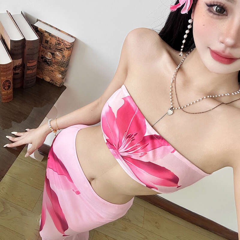 2025 Spring New Women's Solid Color Slim Fit Tube Top Vest Fashion High Waist Skirt Set 28c