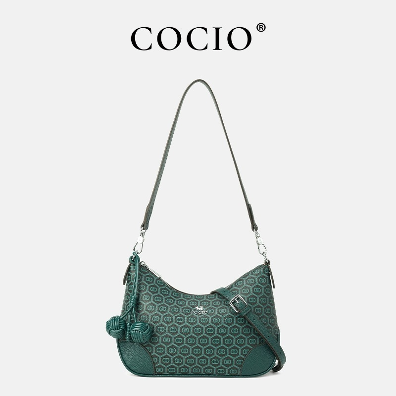 COCIO designer bag New peacock green luxury armpit bag fashionable and casual crescent bag for women