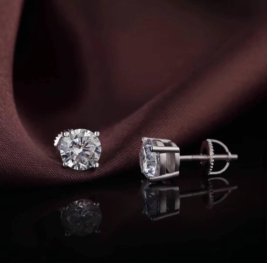 4mm-7.5mm Mossanite Screw Back Earrings Luxury Jewelry 925 Sterling Silver Certified VVS Moissanite Diamond Stud for Men Women