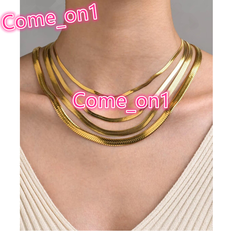 High End 18K PVD Gold Plated Herringbone Chain Necklace Snake Chain Stainless Steel Necklace