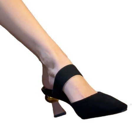 Ddmysports Spring New Trendy Closed Toe Sandals For Women Versatile Irregular High Heel Pointed Half Slippers Single Shoes Outdoor Shoes