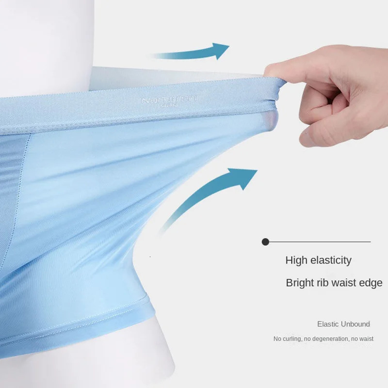 4pcs Boxer Shorts Mens Ice Silk Underwear Cool Underpants Breathable Sexy Thin Panties U Convex Lingerie Wholesale Lots L6XL y250717