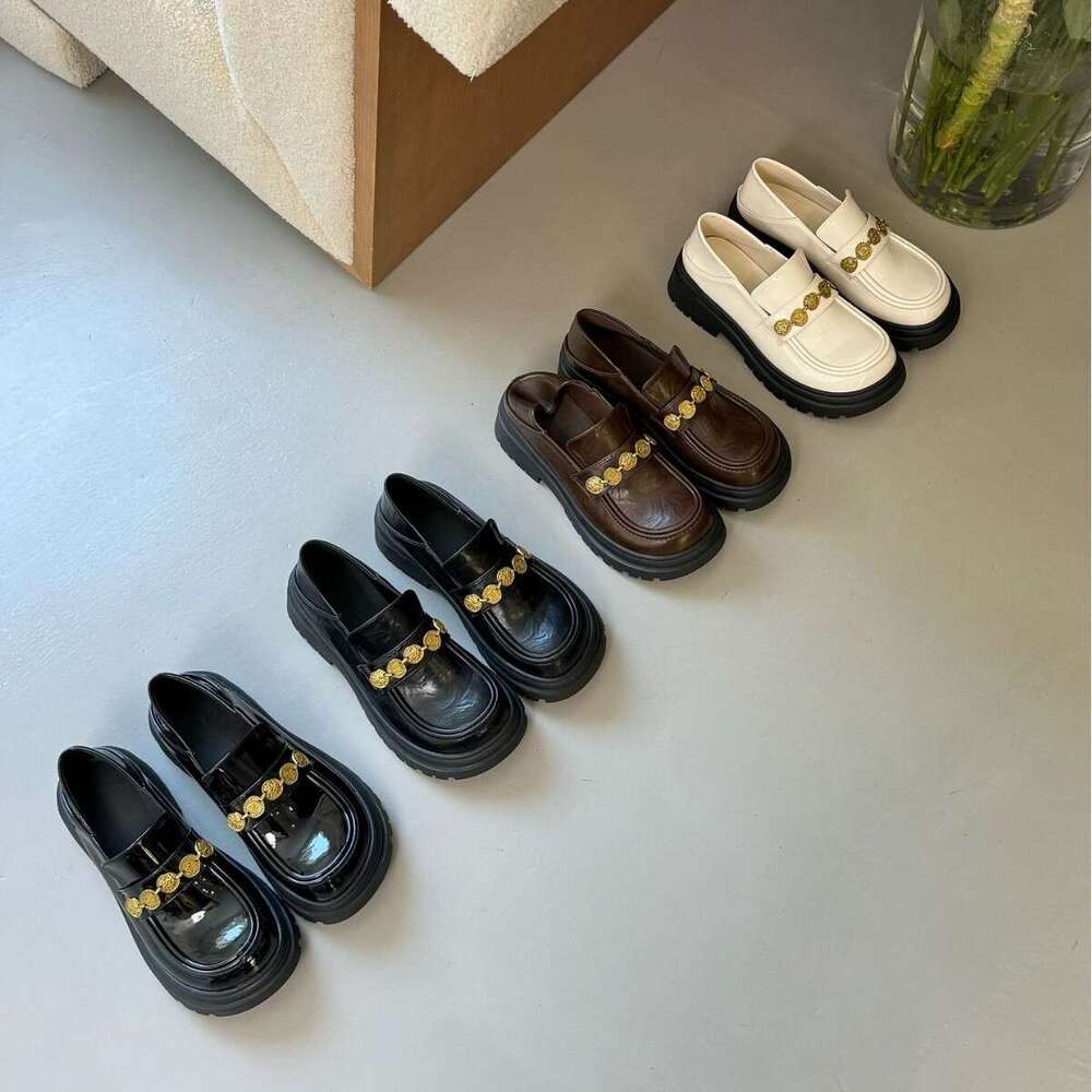 Spring New Women's Loafers Small Coin Strap British Style Leather for Women Versatile Outdoor Shoes