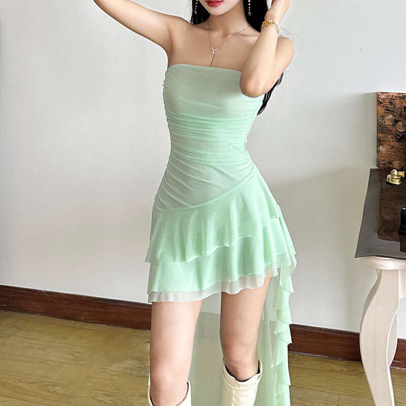2025 Spring New Women's Solid Color Slim Fit Fashion Off-Shoulder Sleeveless Dress c6e