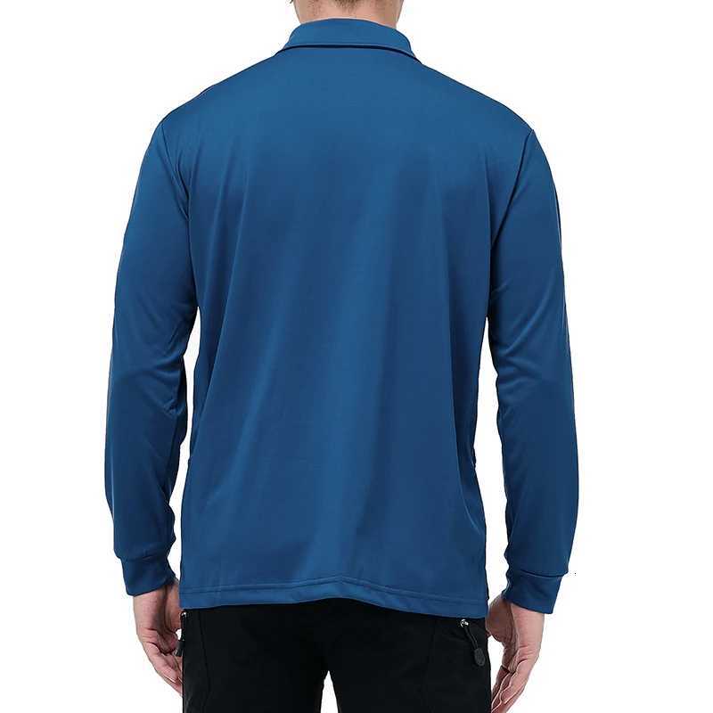 Mens Lightweight Long Sleeve Polo Shirt Performance Tactical Casual Outdoor Hiking Collared Shirts Pique Jersey Golf Shirt XJ250725