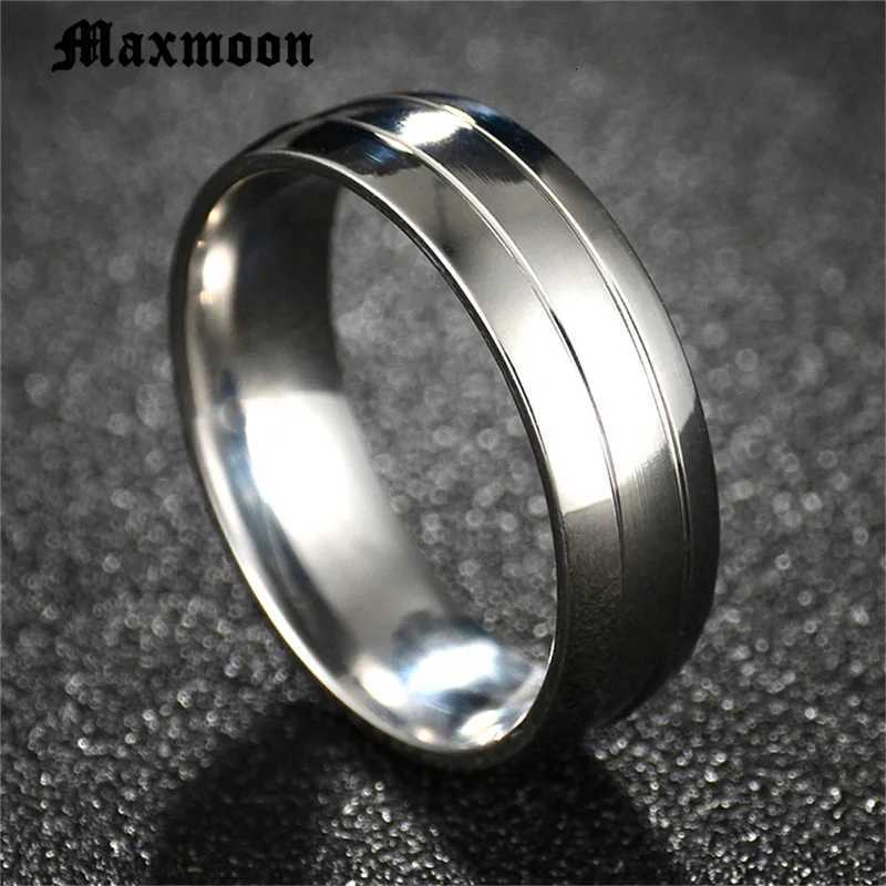 Maxmoon Womens Wedding Ring Mens Couple Zirconia Band Stainless Steel Anniversary Engagement Jewelry Alliance Bijoux W250417