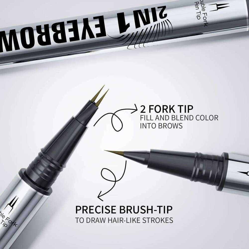 Two-pronged Waterproof Two-in-one Liquid Pencil Curved Eyebrow Pen With Fork And Precise Brush Tip Makeup X250723 X250723 X250723
