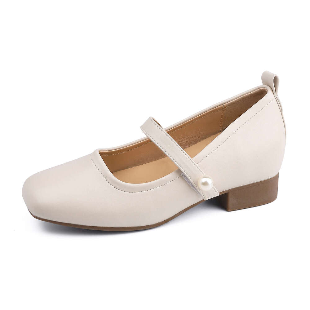 Elegant Chunky Heel Mary Jane Height-Increasing Petite Versatile Comfortable Women's High-End Feel Non-Tiring Spring Summer Single Shoes for Wome