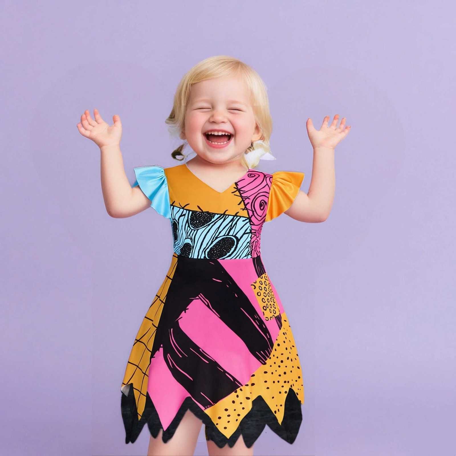 Girls Nightmare Before Christmas Halloween Sally Costume Jack Cosplay Dress Girls Children Carnival Vestidos Par Dress Z250725