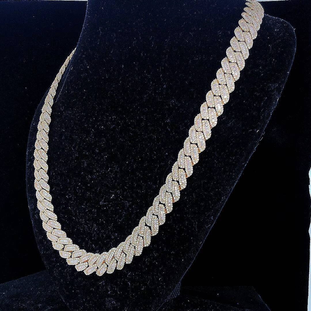 Xingsial 100% Diamond Test GRA 18mm Size 925 Sterling Silver Link Chain Moissanite Necklace Moissanite Tennis Chain
