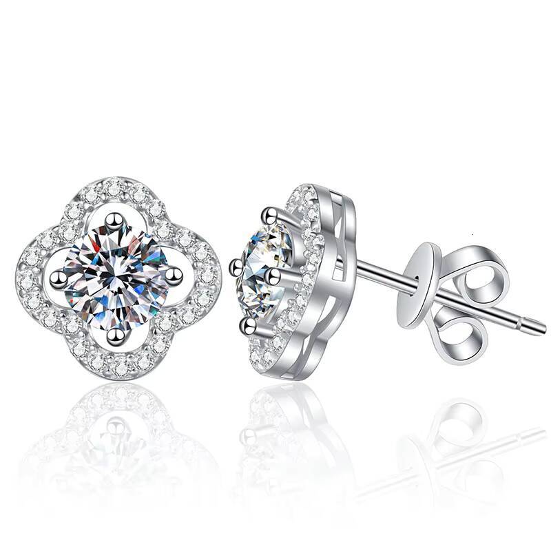 925 Sterling Silver Moissanite Flower Hollow Earrings Luxurious Fine Jewelry Womens Elegant High Quality Earrings Gift