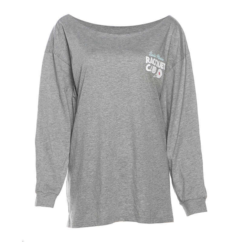 2024 Summer New Women's Fashion Letter Print Long Sleeve Round Neck Loose T-Shirt af4