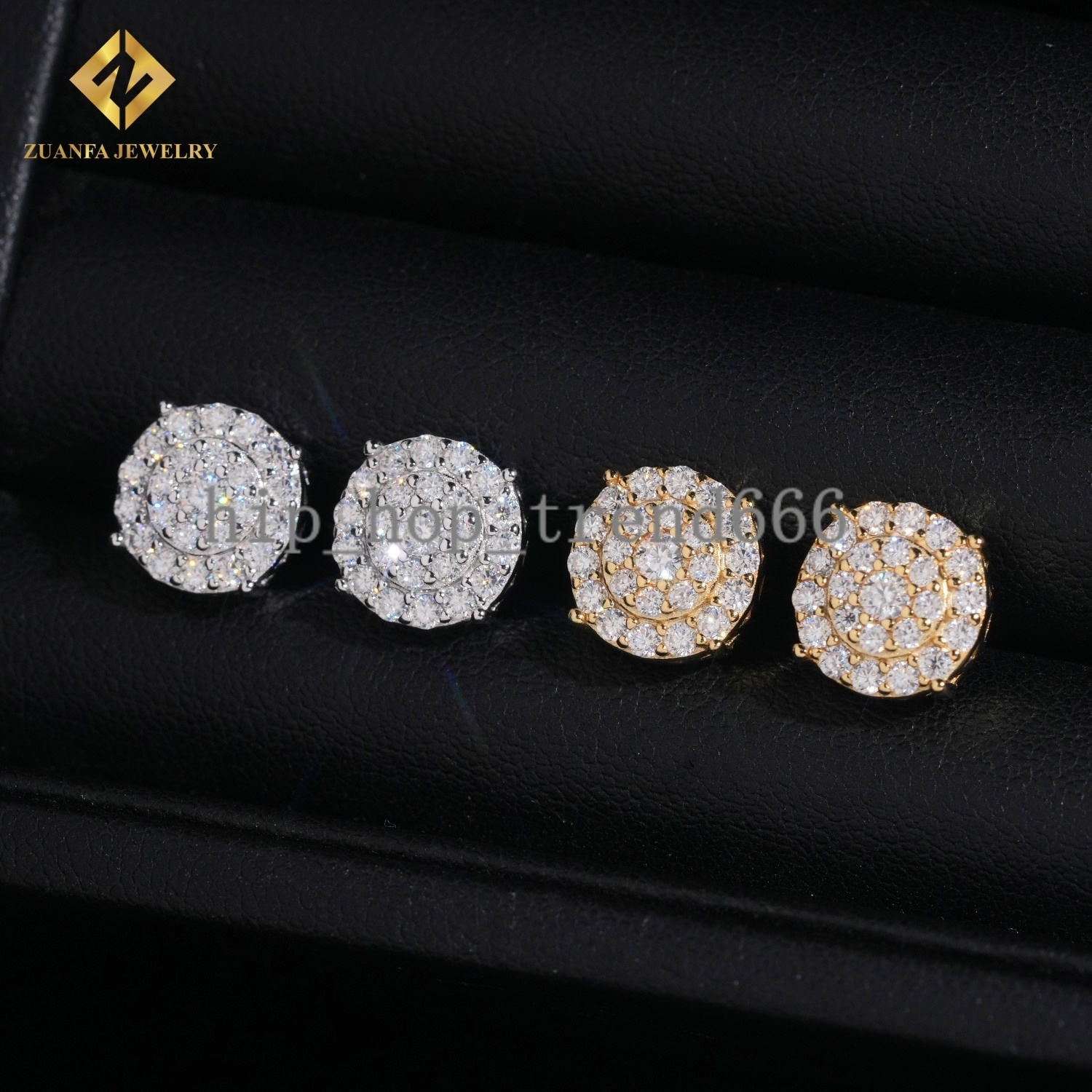 New Arrival 10mm Moissanite Earring Rapper Fashion Diamond Earring Solid 18k Gold 925 Silver VVS Moissanite Iced Out Earrings