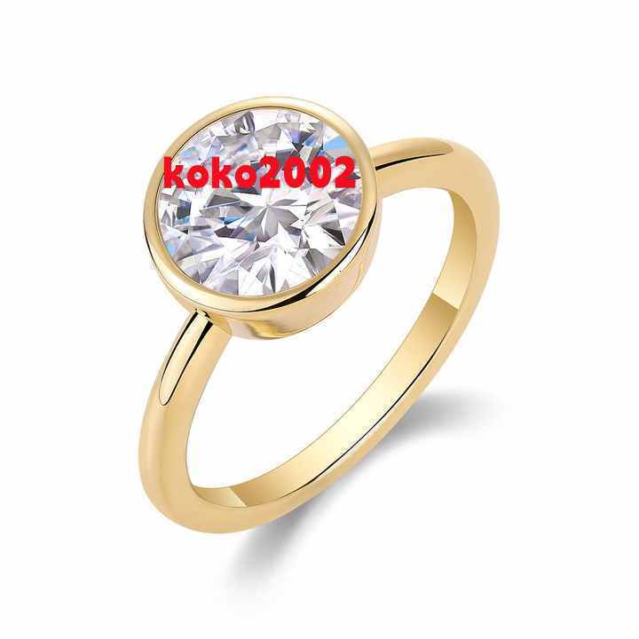 Classic Solitaire Engagement Ring for Women Cut Moissanite S925 Sterling Silver 18K Gold Plated Bezel Setting Romantic Style