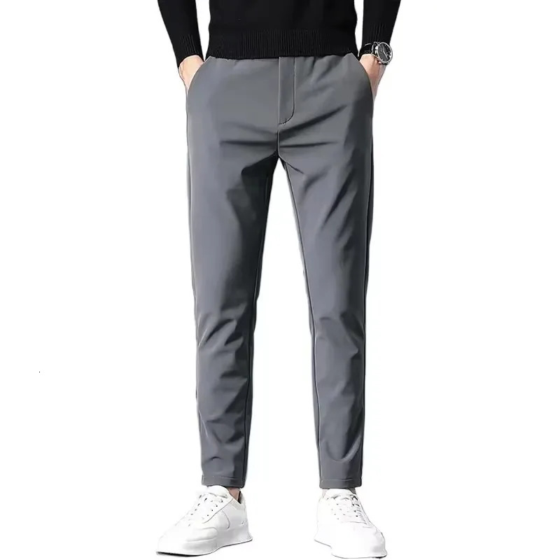 Summer Stretch Soft Suit Pants Men Thin Fashion Business Elastic Waist Korean Slim Clothes Casual Formal Trousers Male 250725
