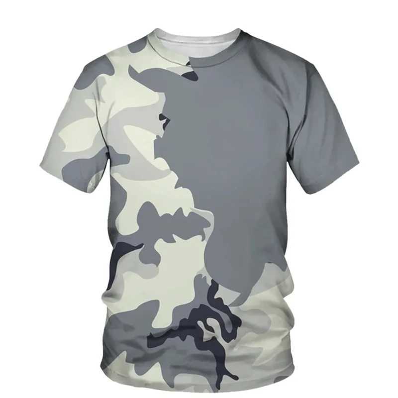 Mens outdoor new summer camouflage T-shirt popular tops short-sleeved mens camouflage pattern 3D printing casual loose version Y250724